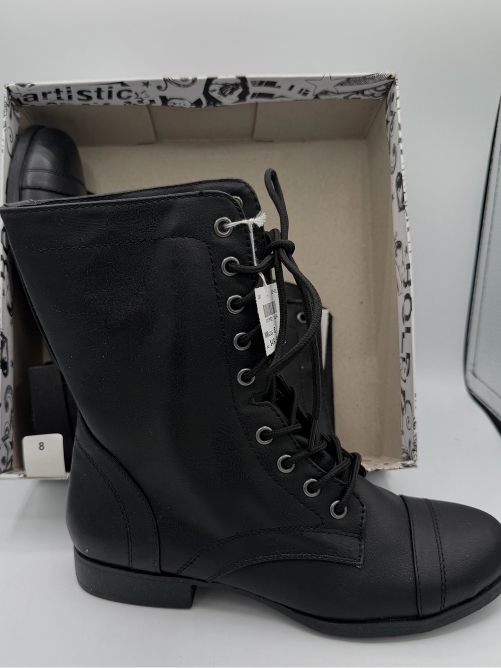 Women's Black Lace-Up Military-Inspired Boots